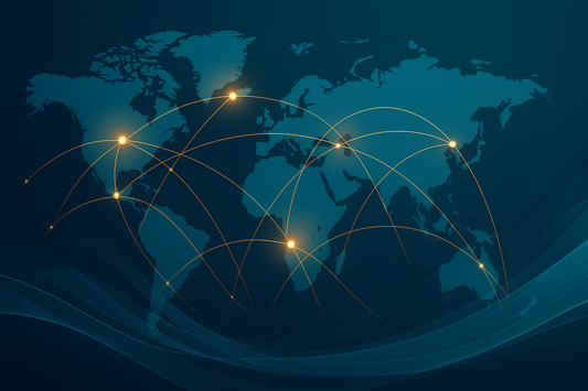 A global map connecting contionents with light